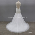 Sexy Plus Size Scoop Sleeveless Lace Flower Wedding Dress Bridal Gown Big Swing